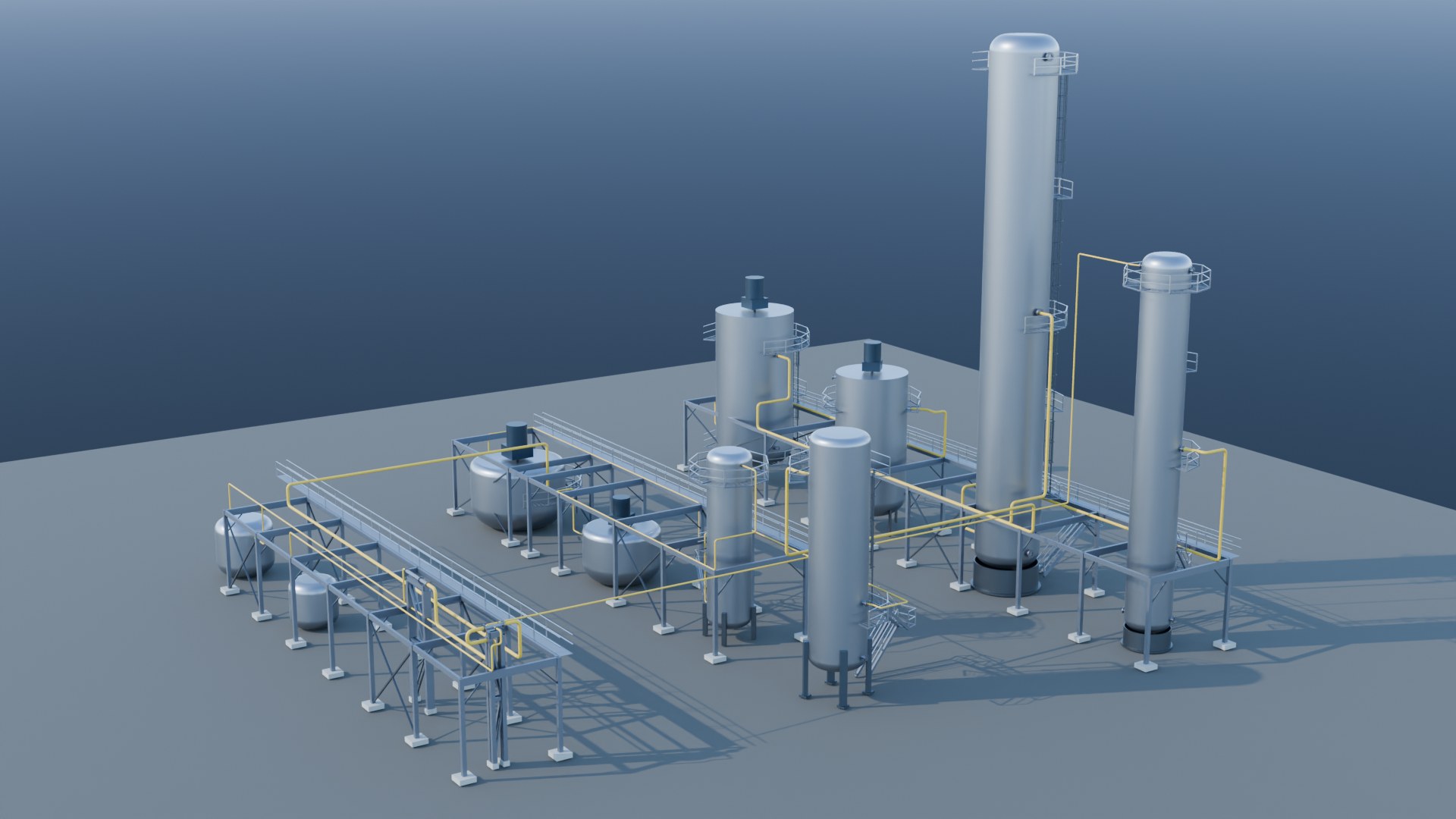 Photoreal render of a process plant authored parametrically by AcaysiaGEM